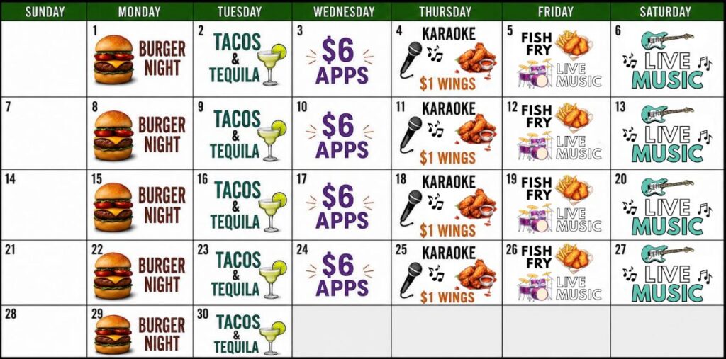 weekly specials, daily specials, specials